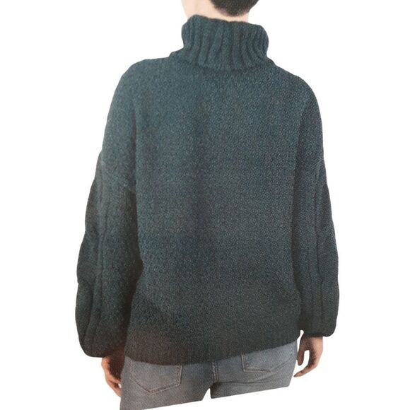 SEVEN7 Chenille Oversize Sweater, Deep Teal, Cable Knit, See Measurements - Picture 2 of 7